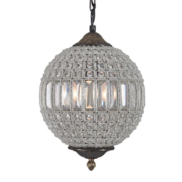 Yosemite Home Decor Collins Collection 1-Light Antique Black Chandelier with Crystal Shade