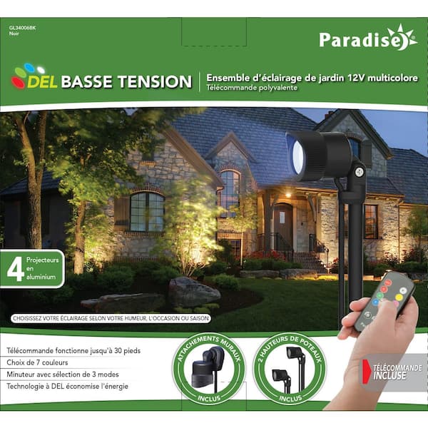 Hampton Bay Paradise 4-Pack Low Voltage Outdoor LED Landscape Yard  Floodlights