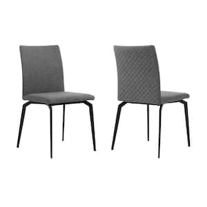 Lyon Gray Fabric and Metal Dining Room Side Chairs (Set of 2)
