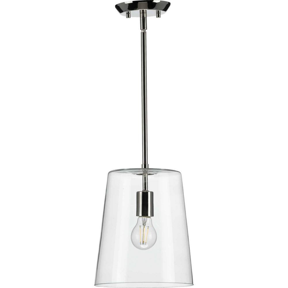 Clarion 9" Polished Nickel Pendant with Clear Glass Shade