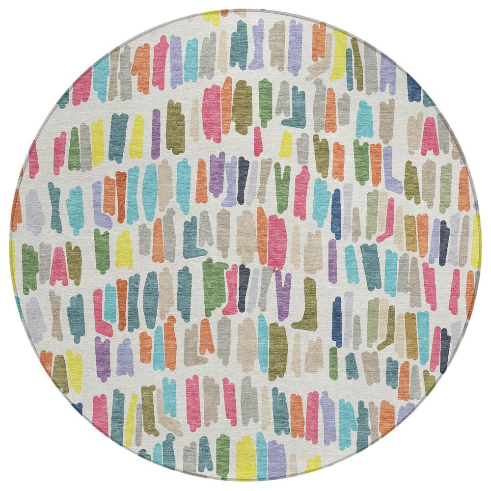Chantille Machine Washable Indoor/Outdoor Abstract ACN2377 Ivory 8 ft. x 8 ft. Round Rug price history on PriceWatchPro