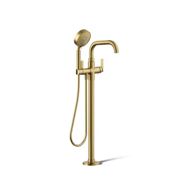 Castia By Studio McGee Single-Handle Freestanding Tub Faucet Trim With Handshower in. Vibrant Brushed Moderne Brass