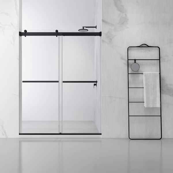 ROSWELL Spezia 48 in. x 76 in. Frameless Sliding Shower Door in Matte Black
