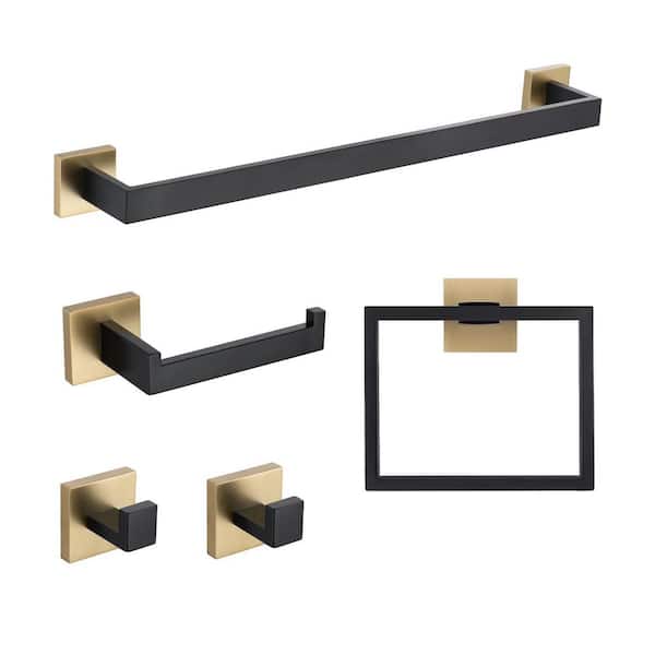 24 in. Wall Mounted Towel Bar in Black Gold