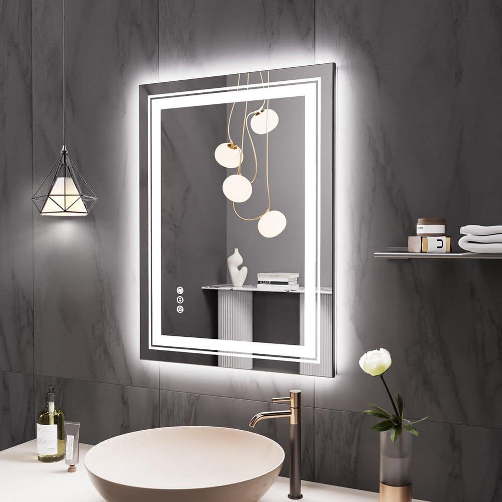 24 in. W x 32 in. H Rectangular Frameless Dimmable LED Light Anti-Fog Wall Bathroom Vanity Mirror Super Bright price history on PriceWatchPro