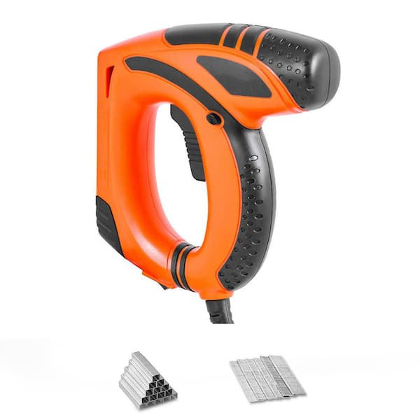 Electric Nail Gun 2-in-1 Staple & Brad Nailer 18GA 5/8 in., 1000 Staples & Brad Nails, Non-Slip Grip for Woodwork & DIY