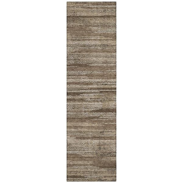 Chantille Machine Washable Indoor/Outdoor Abstract ACN3115 Chocolate 2 ft. x 7 ft. Runner Rug