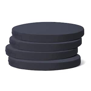 FadingFree (Set of 4) 18 in. Round Outdoor Patio Circle Dining Chair Seat Cushions in Navy Blue