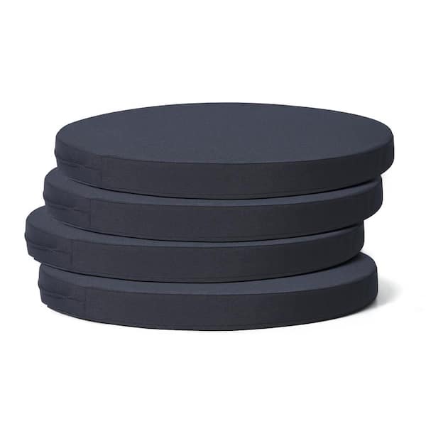WESTIN OUTDOOR FadingFree (Set of 4) 18 in. Round Outdoor Patio Circle Dining Chair Seat Cushions in Navy Blue