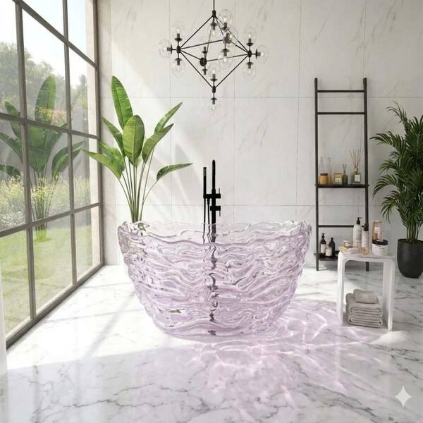 POCCI & VANCCI 69 in. Sculpted Wave Translucent Amethyst Resin
