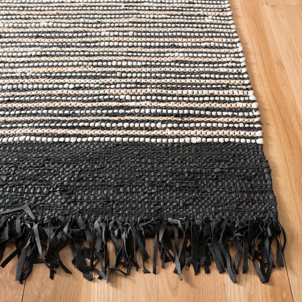 Black and White Striped Cowhide 8' x 10' Area Rug