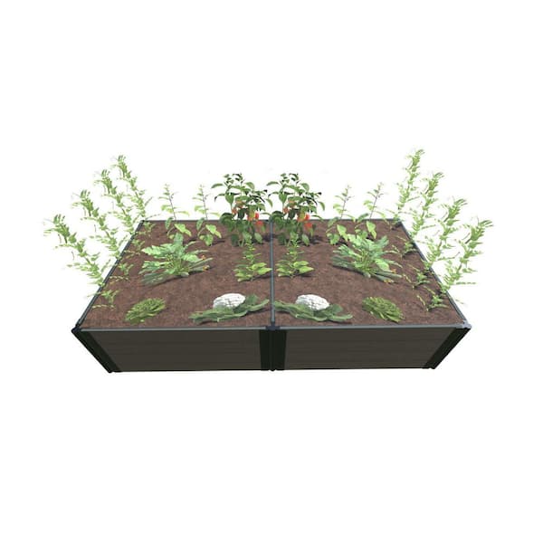 Frame It All 4 ft. x 8 ft. x 22 in. Weathered Wood Composite Raised Garden Bed - 1 in. Profile