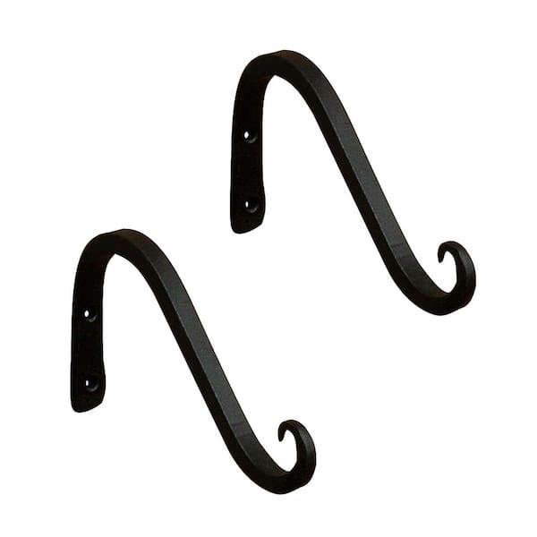Set of 2 Angled Up Curled Wall Bracket, 6 Inch Long, Black Powder Coat Finish
