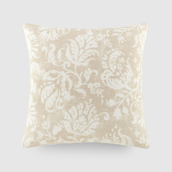 Becky Cameron Distressed Natural Floral Elegant Patterns Cotton 20 in. x 20 in. Decor Throw Pillow