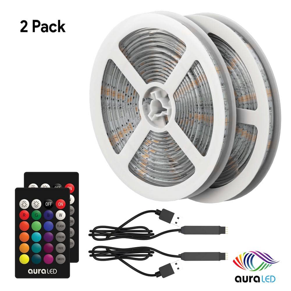 Tzumi Aura LED 2-pack 14 ft. ColorStrip Light Kit 8632HD - The Home Depot