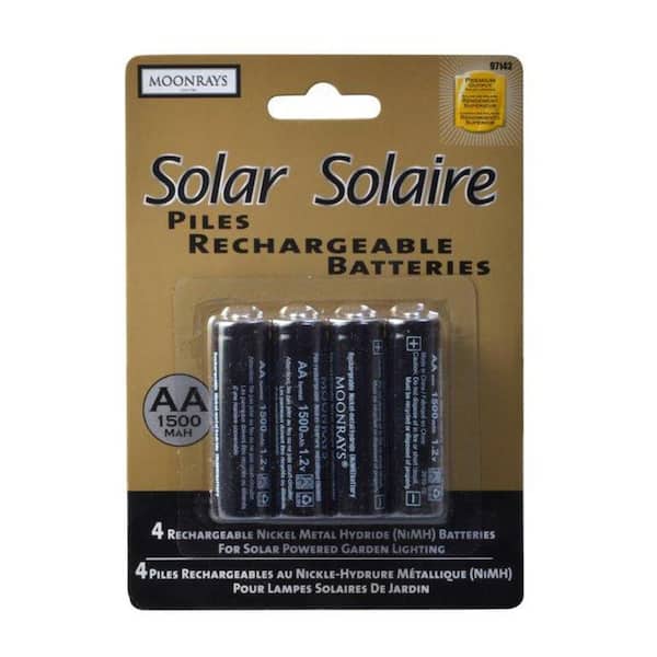 Moonrays Rechargeable 1500 mAh NiMh AA Batteries for Solar-Powered Units (4-Pack)