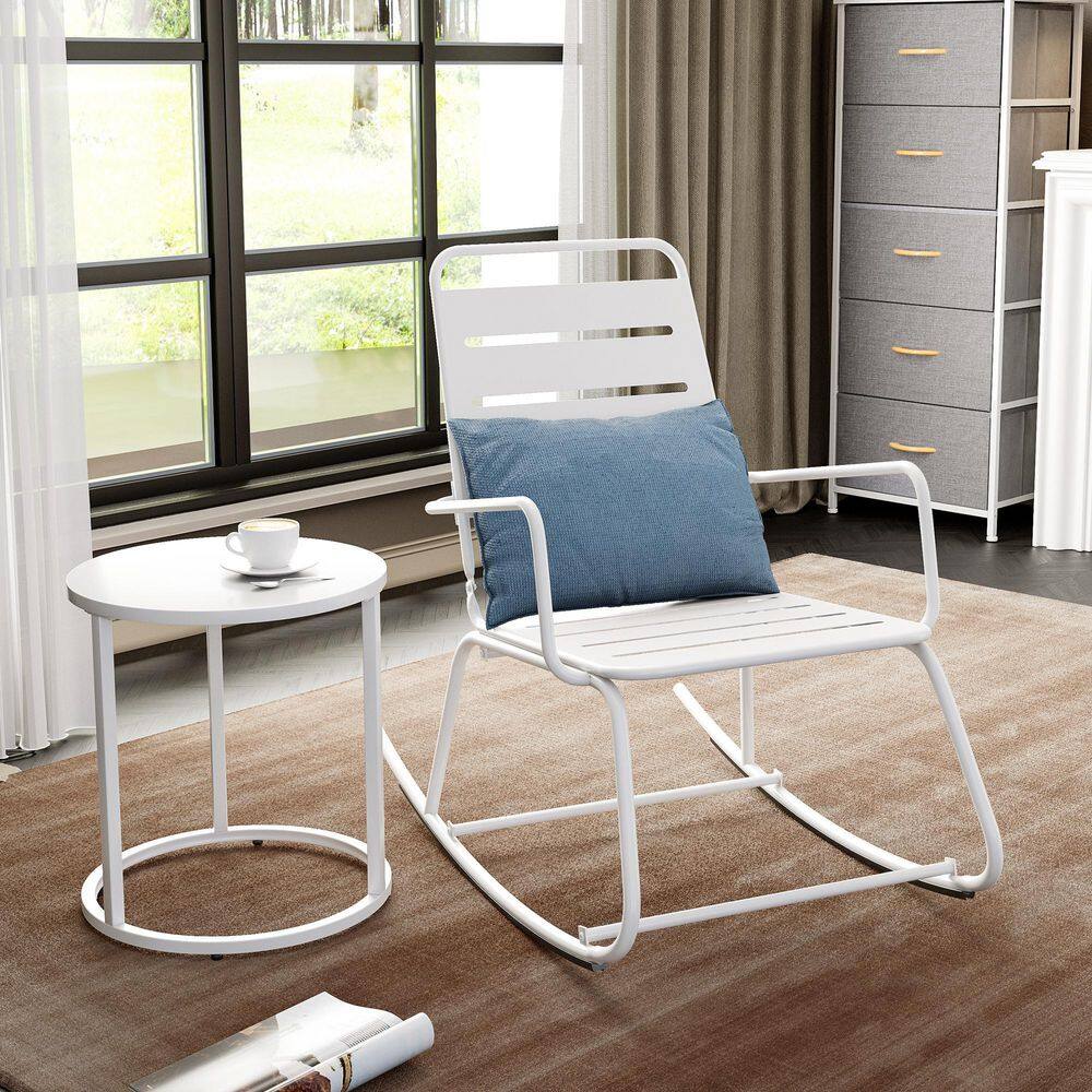 Crestlive Products 1Piece Metal Outdoor Rocking Chair with Table Sets