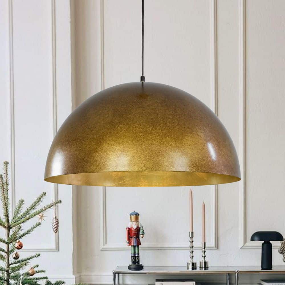PCover 1-Light 23.6-inch Oil Rust Gold Dome Pendant Light Industrial Bowl Billiard Lighting for Living Room and Kitchen price history on PriceWatchPro