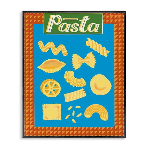 Stupell Industries Vintage Pasta Types by Jo Reid Black Framed Food Giclee Art Print 30 in. x 24 in.