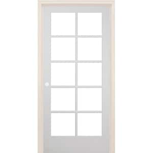 24 in. x 80 in. Right-Handed 10-Lite Clear Glass Solid Core White Primed Wood Single Prehung Interior Door