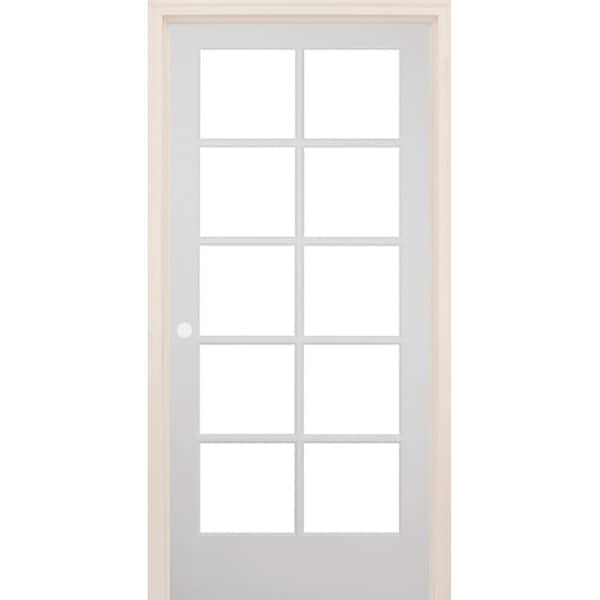 Builders Choice 36 in. x 80 in. Right-Handed 10-Lite Clear Glass Solid Core White Primed Wood Single Prehung Interior Door