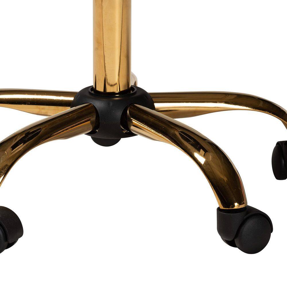 Savara Grey Velvet and Gold Metal Swivel Desk Chair