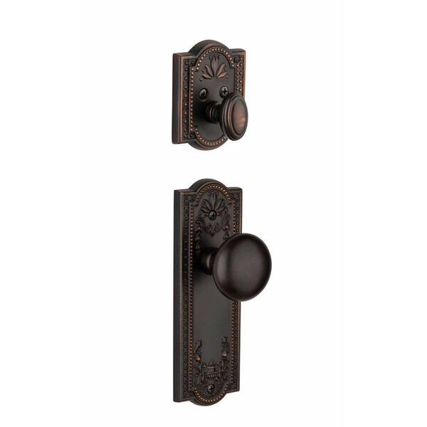 Grandeur Parthenon Single Cylinder Timeless Bronze Combo Pack Keyed Differently with Fifth Avenue Knob and Matching Deadbolt