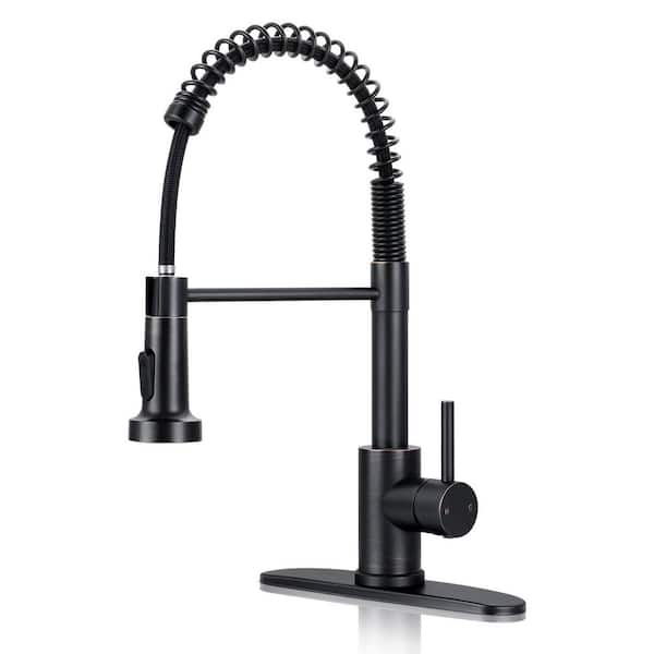 ORB 17 in. H Pull Down Sprayer Kitchen Faucet with 360 Degree Spout Swivel Stainless Steel