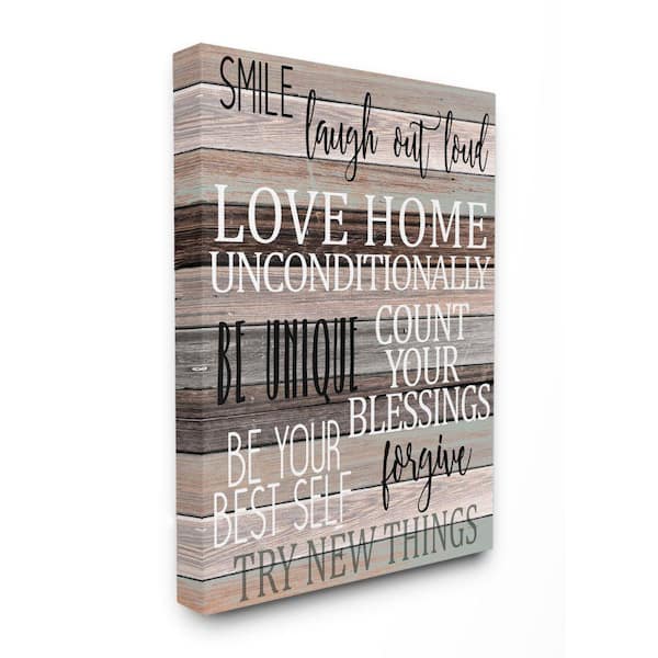 Stupell Industries "Inspirational Be You Phrases on Wood Black Text" by Kim Allen Unframed Typography Canvas Wall Art Print 30 in. x 40 in.