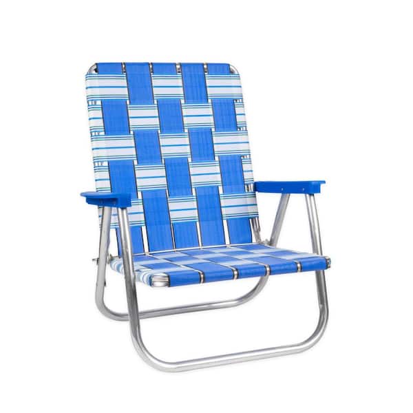 Unbranded Lightweight Blue Beach Sands Aluminum High Back Stackable Folding Beach Chair