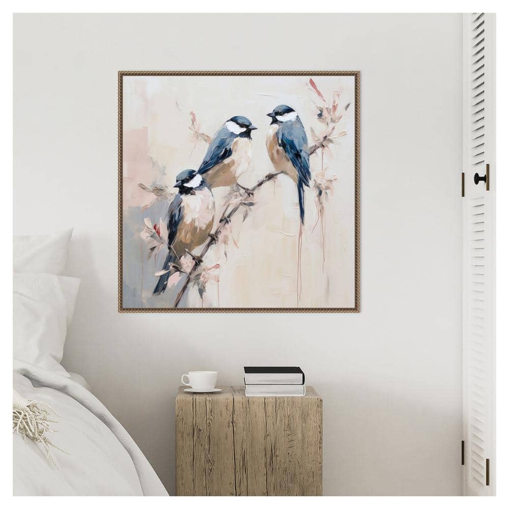 Elegant Bird Silhouettes I Canvas Print with Bronze Frame