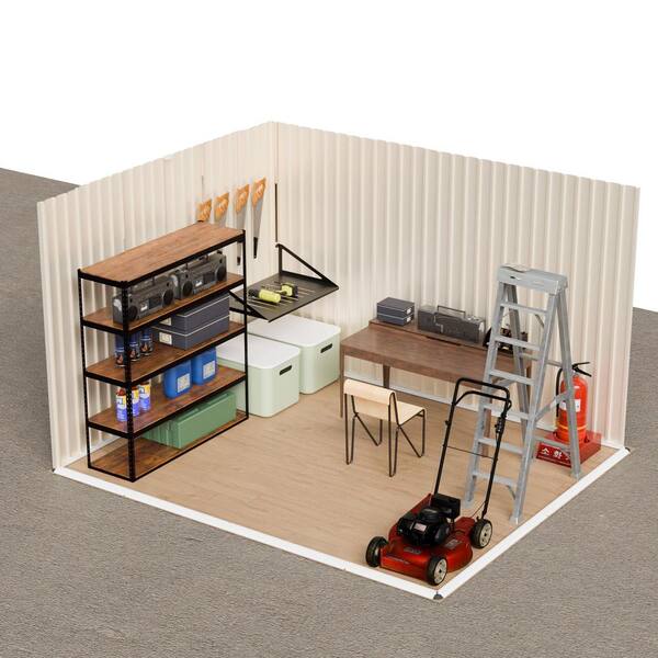 10 ft. W x 8 ft. D Cream White Metal Outdoor Storage Shed