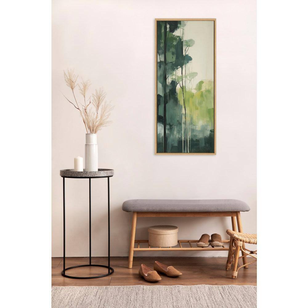 Whispering Trees II Abstract Green Canvas Print with Natural Frame