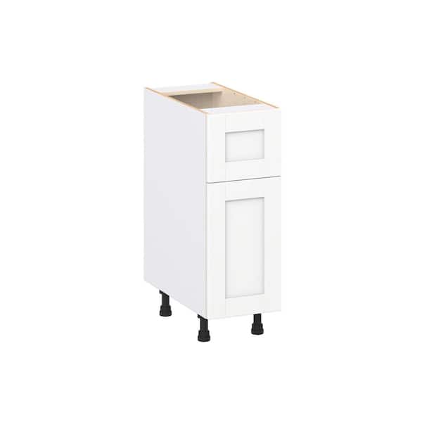 Milton 12 in. W x 24 in. D x 34.5 in. H Assembled Shaker Base Kitchen Cabinet in Bright White with 10 in. Drawer