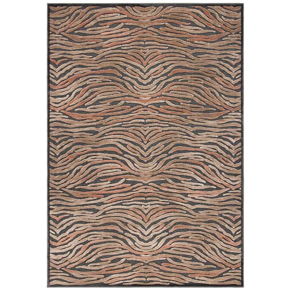 Paradise 5 ft. x 8 ft. Soft Anthracite Animal Stripes Area Rug