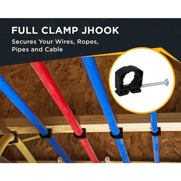 The Plumber's Choice 1/2 in. Polyethylene Full Clamp J-Hook with Nail for PEX Tubing Piping Support (50-Pack)