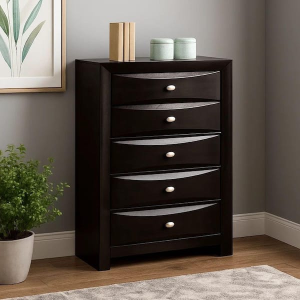 black tall dresser SUCSSRICH Effortless Organization GALAXHERO 5 Drawer Farmhouse Dresser,