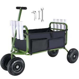 5.5 cu.ft. Beach Fishing Cart 300 lbs. Heavy-Duty Steel Foldable Fish Cart Garden Cart with 4 x 11 in. Rubber Tires