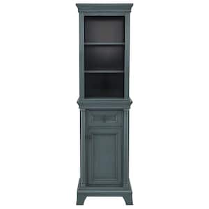 Strousse 21 in. W x 72 in. H Linen Cabinet in Distressed Blue Fog
