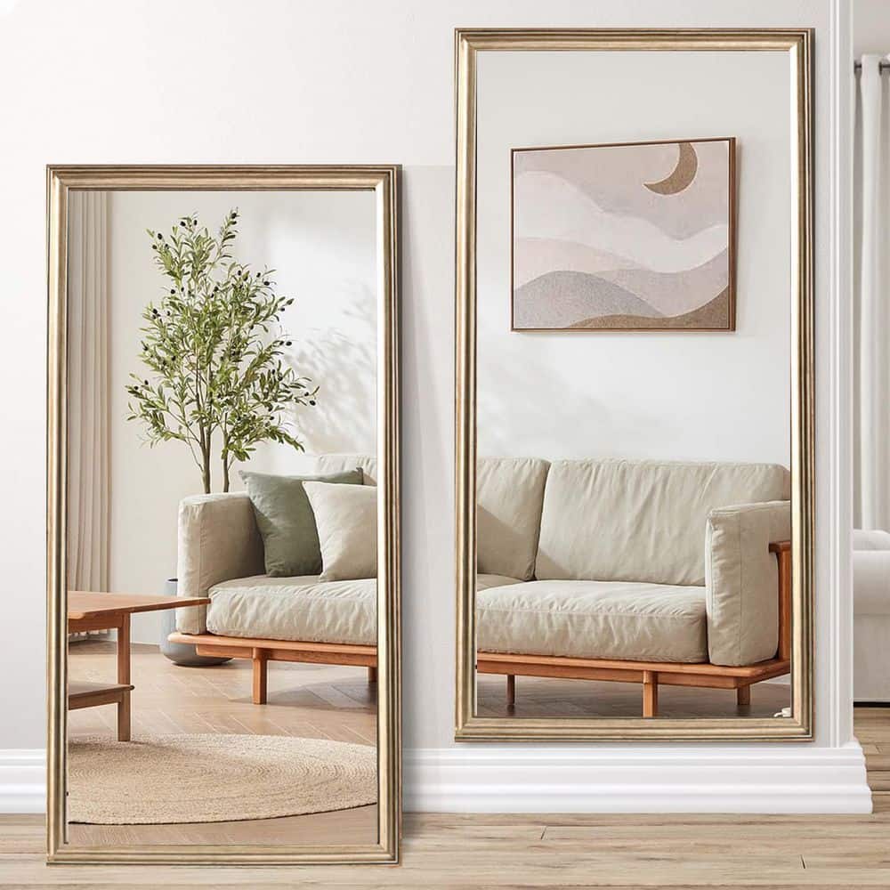 Copper 32 in. W x 70 in. H Rectangle Wood Full Length Mirror Full Body Floo