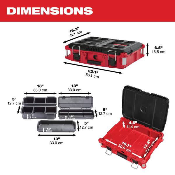 thumbnail interactive-video image 1 of Milwaukee Packout 22" Tool Box - IP65 Rated Weatherproof Storage With Organizer Trays 1 of 6