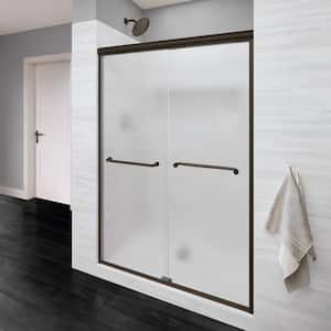 Infinity 58-1/2 in. x 70 in. Semi-Frameless Sliding Shower Door in Oil Rubbed Bronze with Obscure Glass