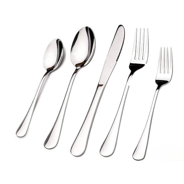 40-Piece Silver Stainless Steel Kitchen Heavy Duty Flatware Cutlery Set (Service for 8)