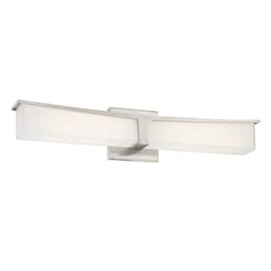 Plane 24 in. Brushed Nickel LED Vanity Light Bar with Frosted Aquarium Glass