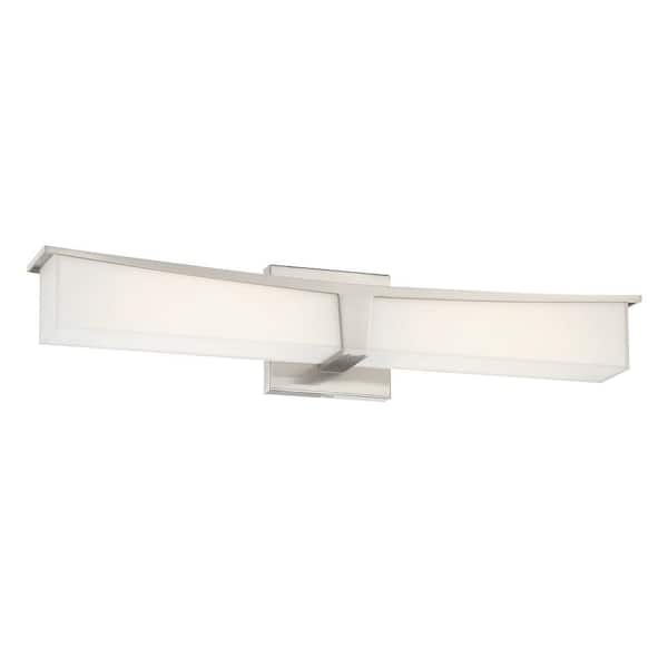 George Kovacs Plane 24 in. Brushed Nickel LED Vanity Light Bar with Frosted Aquarium Glass
