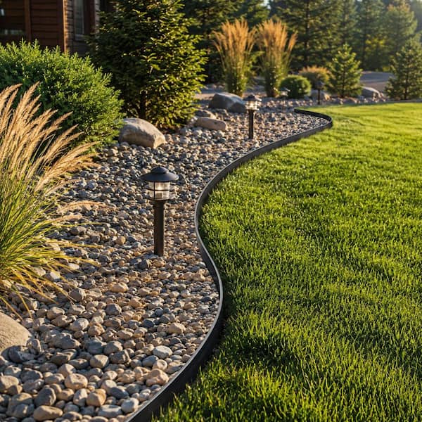 66 ft. L x 4 in. H x Flexible Black Plastic Landscape Edging with 100-Stakes Garden Border