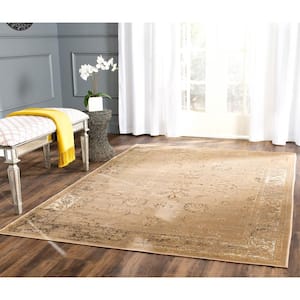 Vintage Taupe 6 ft. x 6 ft. Square Border Distressed Area Rug
