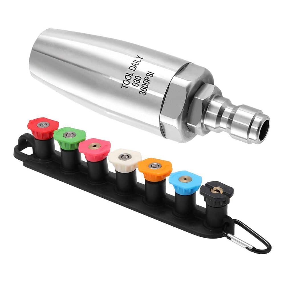 Stainless Steel 360° Rotating Turbo Nozzle Pressure Washer Tip Set with 7 Quick-Connect Tips and Holder, 3600 PSI price history on PriceWatchPro