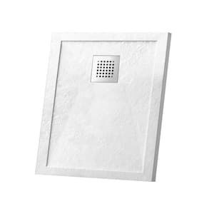 Terre B Series 36 in. L x 36 in. W Alcove Shower Pan Base with Reversible Drain in White