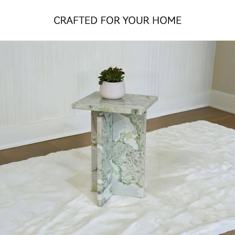 Deaconwell 14 in. Green Square Marble End Table - thumbnail 6